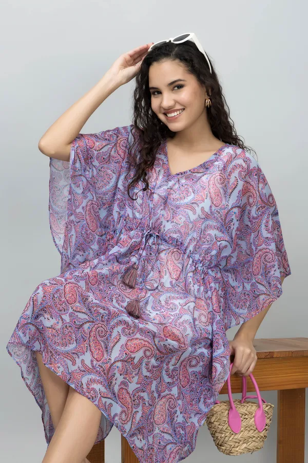 Purple_Georgette_Printed_Half_Sleeve_Thigh_Length_Kimono_Style_Shrug_For_Women_&_Girls