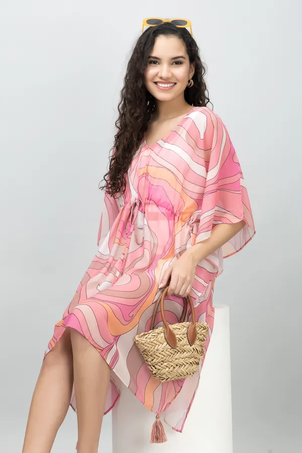 Pink_&_White_Georgette_Abstract_Half_Sleeve_Thigh_Length_Kimono_Style_Shrug_For_Women_&_Girls