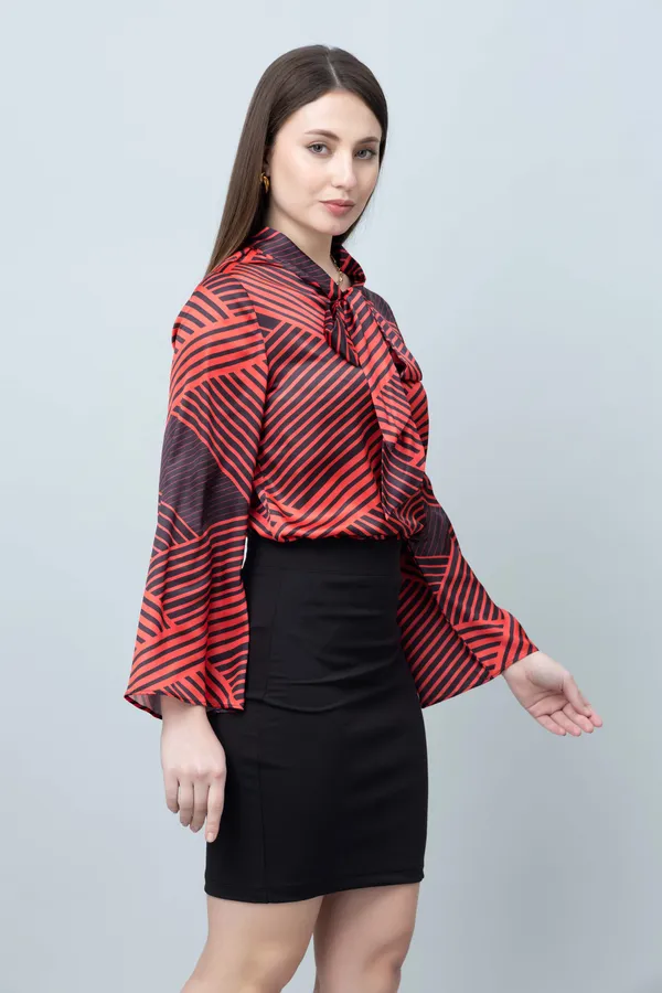 Tie-Up_Neck_Flared_Sleeve_Top_For_Women