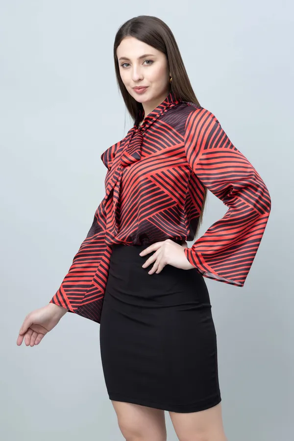 Tie-Up_Neck_Flared_Sleeve_Top_For_Women