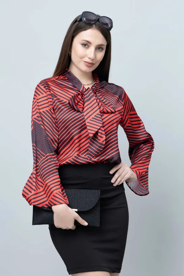 Tie-Up_Neck_Flared_Sleeve_Top_For_Women