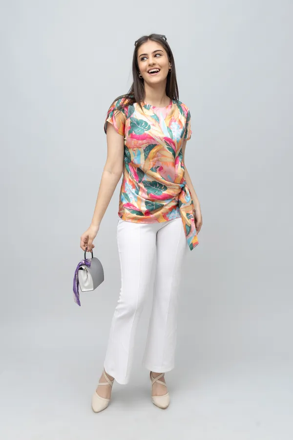 Tropical_Print_Satin_Top_For_Women