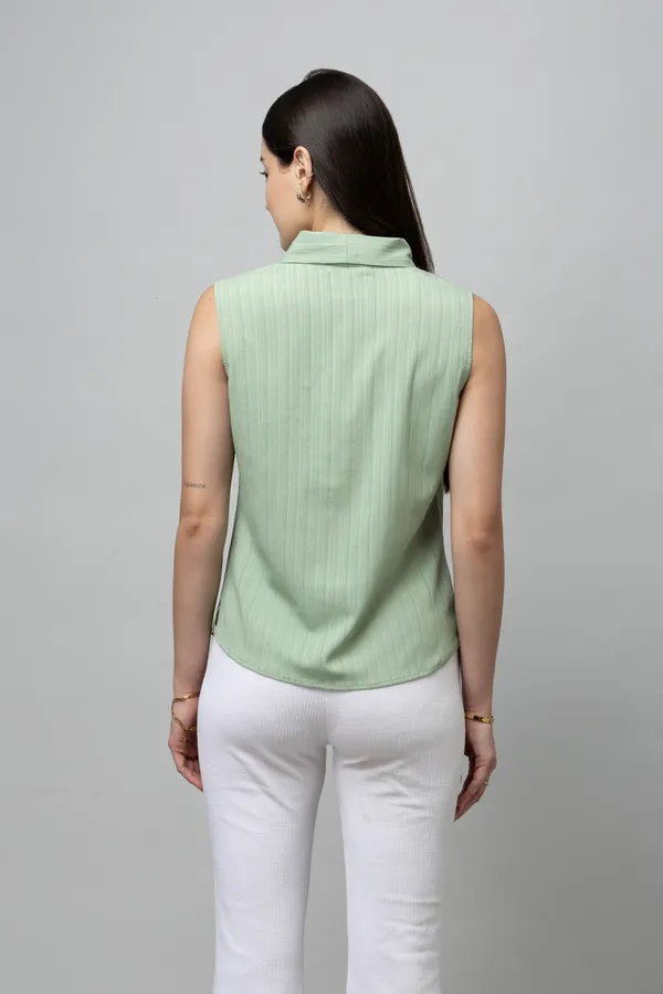 Solid_Sleeveless_Textured_Tie_Neck_Top