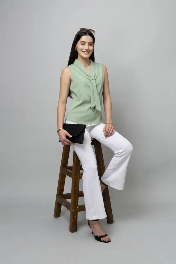 Solid_Sleeveless_Textured_Tie_Neck_Top