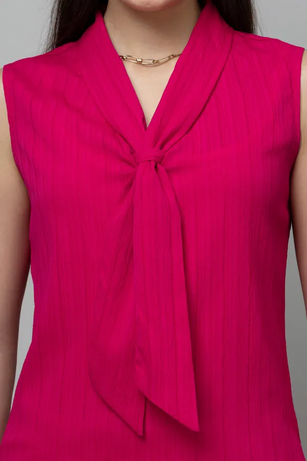 Solid_Sleeveless_Textured_Tie_Neck_Top