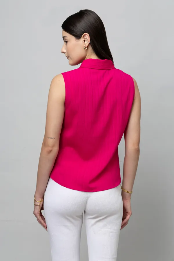 Solid_Sleeveless_Textured_Tie_Neck_Top
