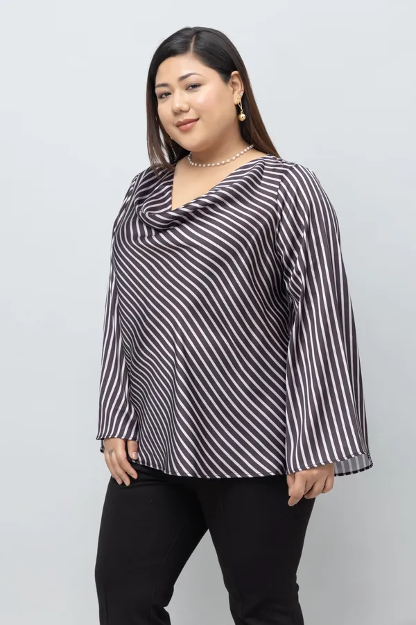Women's_Plus_Size_Stripe_Satin_Top
