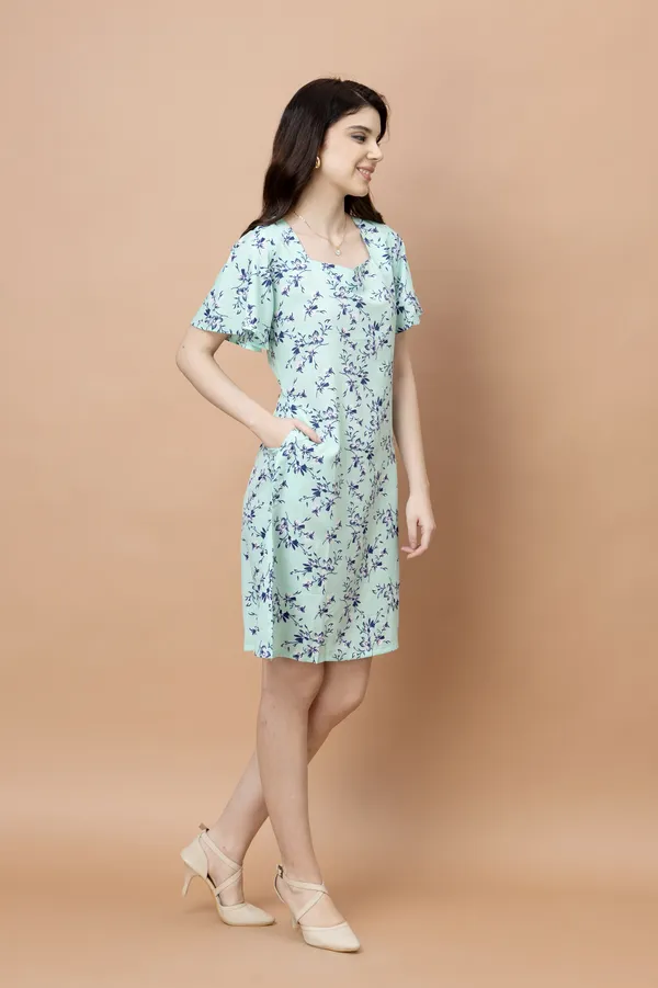Floral_Square_Neck_Knee_Length_Dress