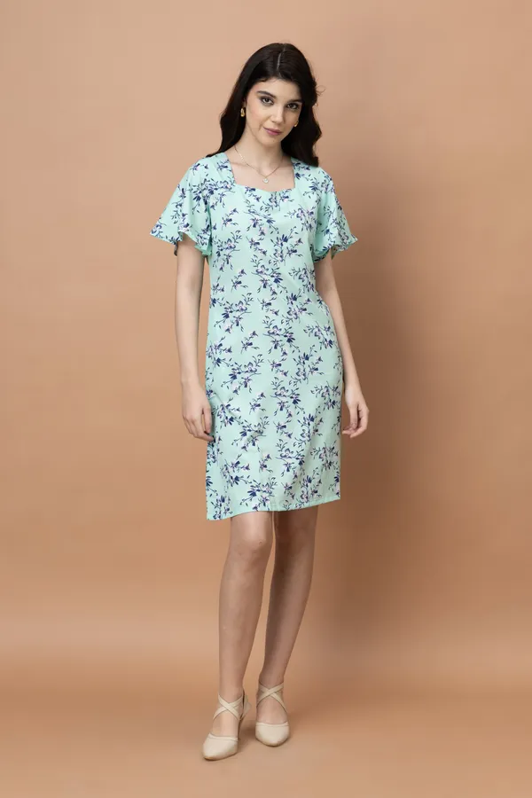Floral_Square_Neck_Knee_Length_Dress