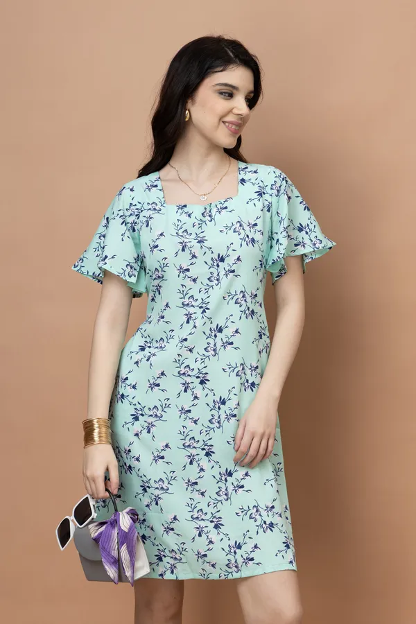 Floral_Square_Neck_Knee_Length_Dress