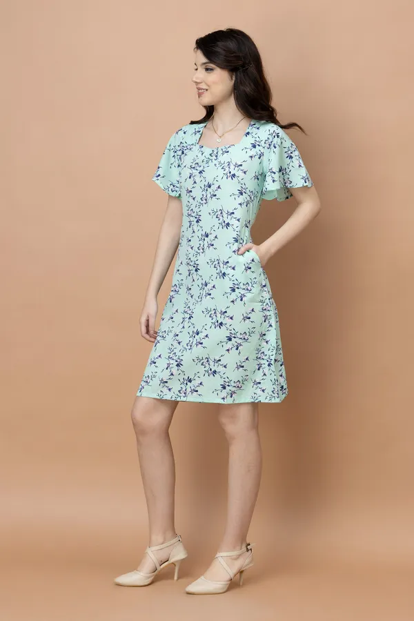 Floral_Square_Neck_Knee_Length_Dress