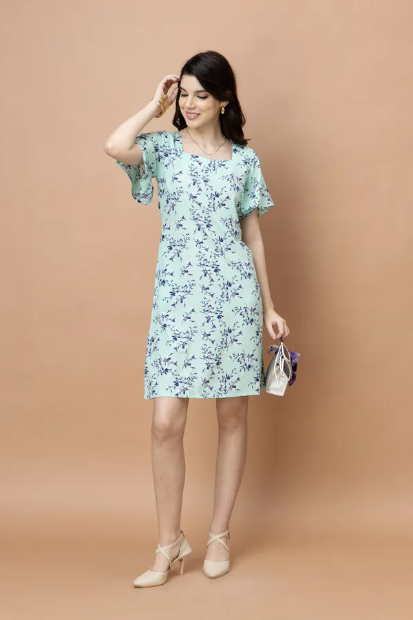 Floral_Square_Neck_Knee_Length_Dress