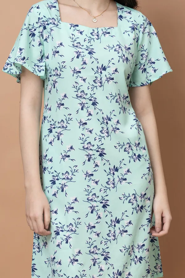 Floral_Square_Neck_Knee_Length_Dress