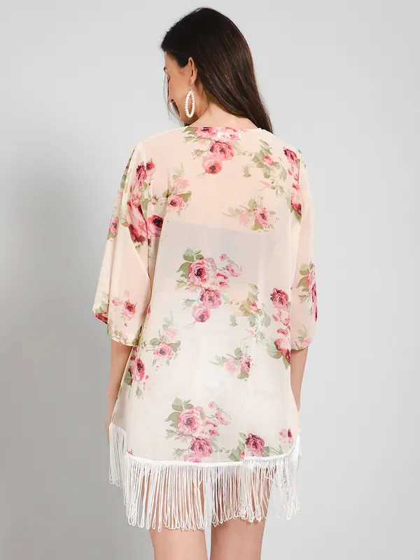 PURYS_Printed_Floral_Ivory_Fringe_Kimono