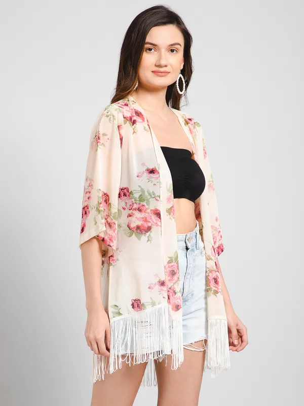 PURYS_Printed_Floral_Ivory_Fringe_Kimono