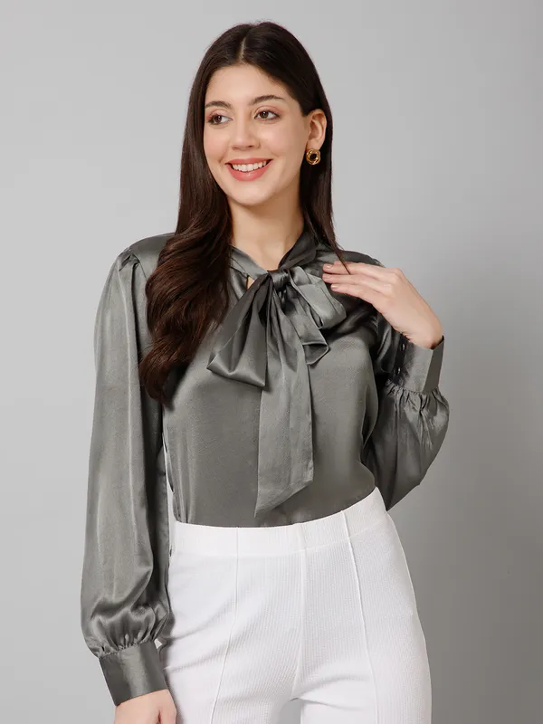 Tie_Neck_Satin_Top_For_Women