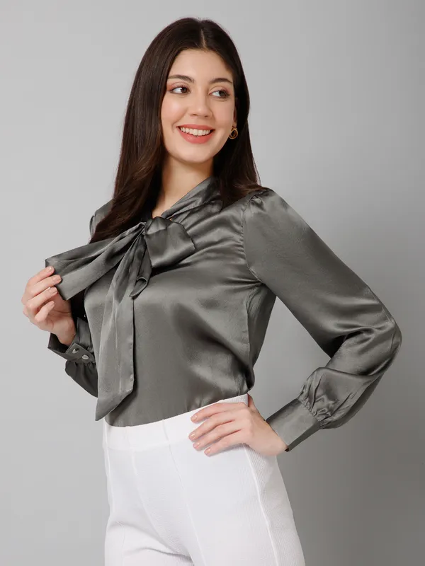 Tie_Neck_Satin_Top_For_Women