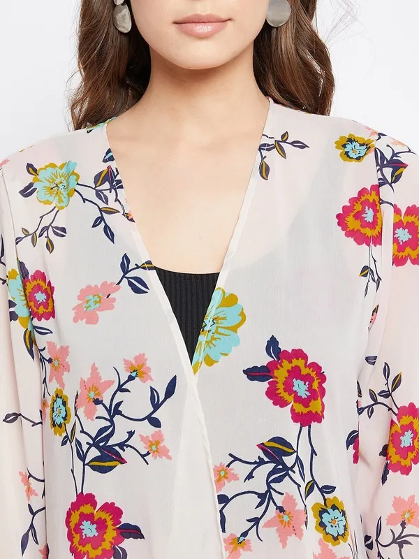 Multicolor_Cotton_Blend_Printed_3/4Th_Sleeve_Shrug_For_Women
