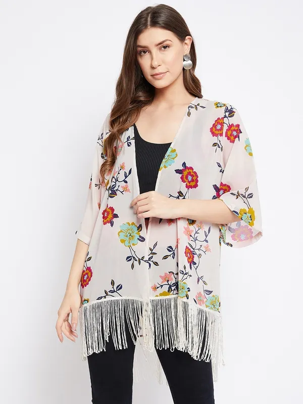 Multicolor_Cotton_Blend_Printed_3/4Th_Sleeve_Shrug_For_Women