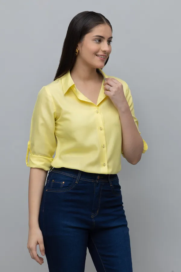 Yellow_Solid_Linen_Shirt_For_Women