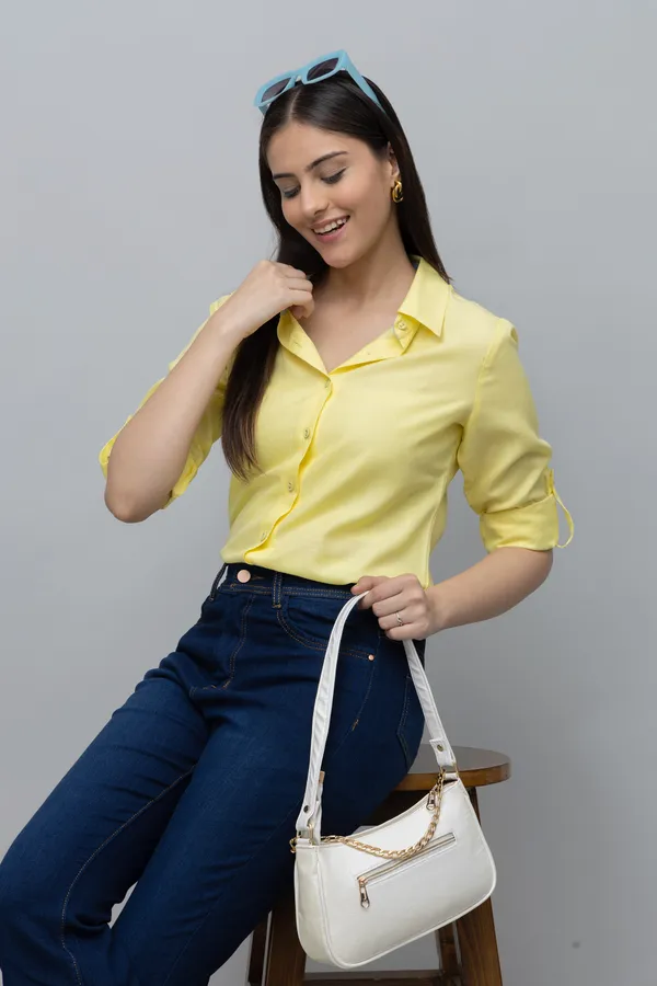 Yellow_Solid_Linen_Shirt_For_Women
