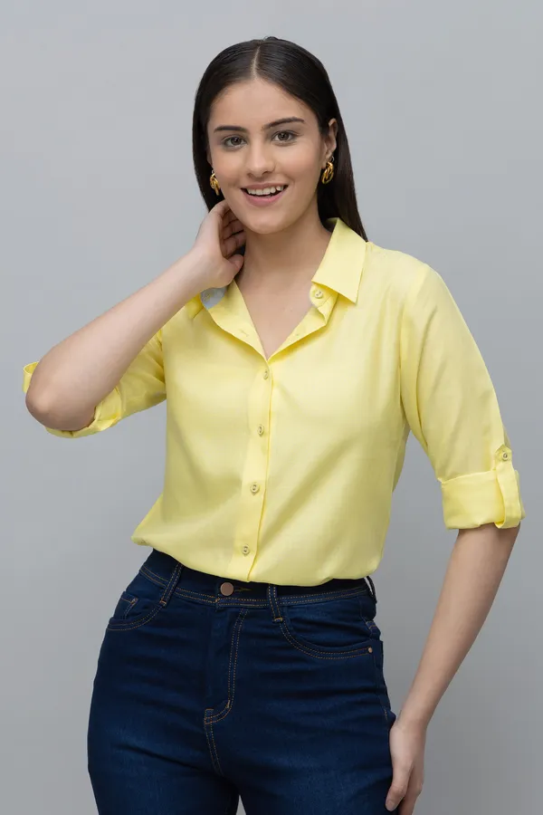 Yellow_Solid_Linen_Shirt_For_Women