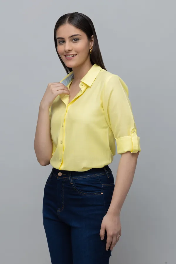 Yellow_Solid_Linen_Shirt_For_Women