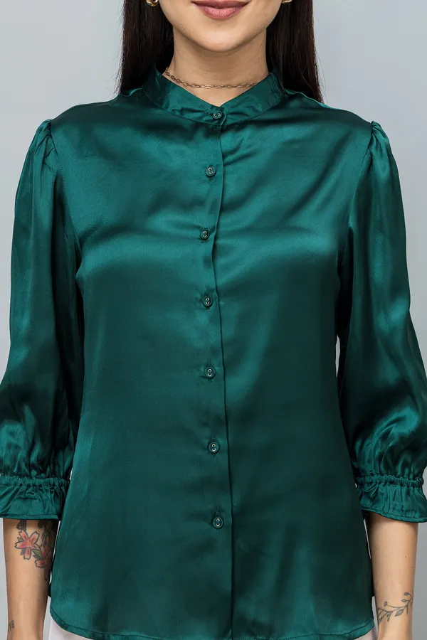 Spread_Collar_Elasticated_Sleeves_Satin_Shirt