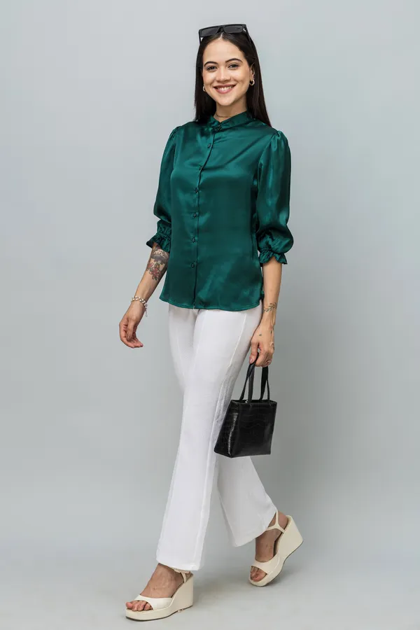Spread_Collar_Elasticated_Sleeves_Satin_Shirt