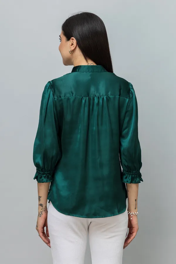 Spread_Collar_Elasticated_Sleeves_Satin_Shirt