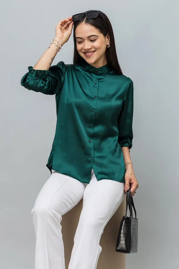 Spread_Collar_Elasticated_Sleeves_Satin_Shirt