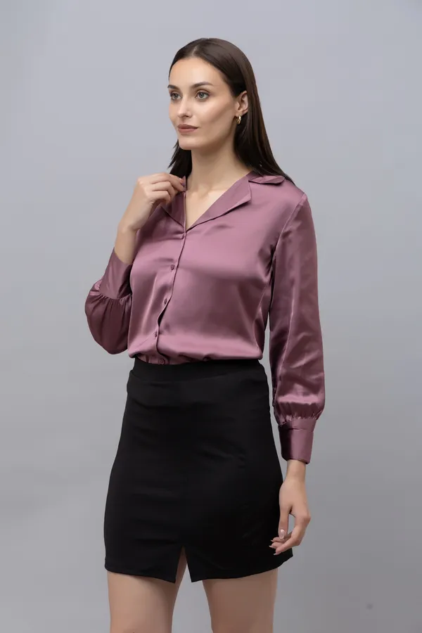 Purple_Satin_Solid_Full_Sleeve_Spread_Collar_Hip_Length_Shirt_For_Women_&_Girls