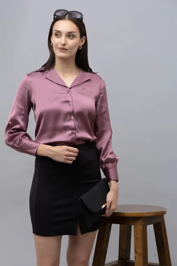 Purple_Satin_Solid_Full_Sleeve_Spread_Collar_Hip_Length_Shirt_For_Women_&_Girls