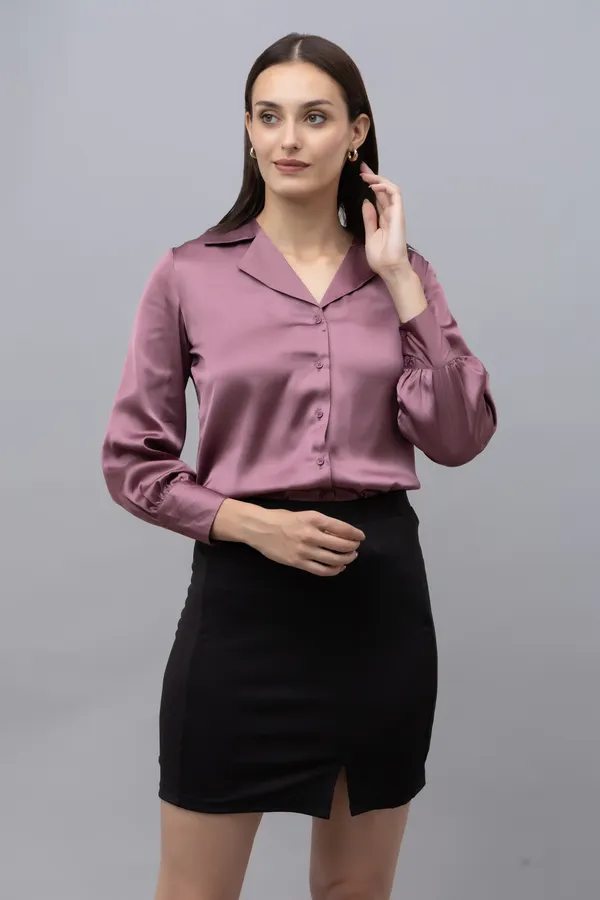 Purple_Satin_Solid_Full_Sleeve_Spread_Collar_Hip_Length_Shirt_For_Women_&_Girls