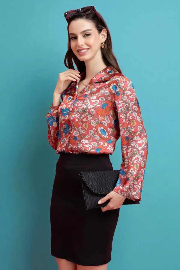 Floral_Flared_Sleeves_Satin_Shirt