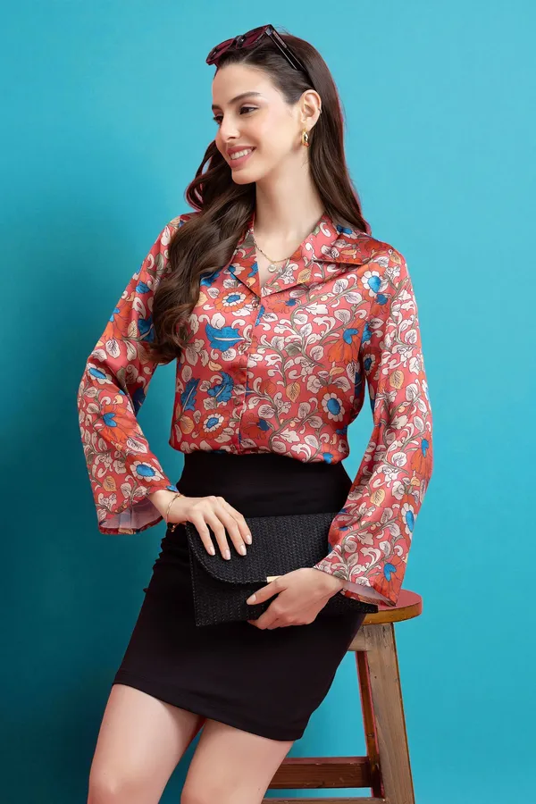 Floral_Flared_Sleeves_Satin_Shirt