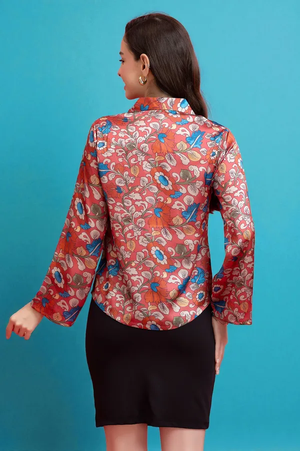 Floral_Flared_Sleeves_Satin_Shirt