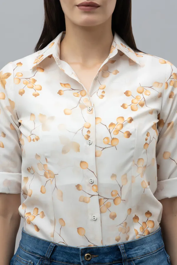 White_Linen_Blend_Floral_Print_Full_Sleeve_Hip_Length_Shirt_For_Women