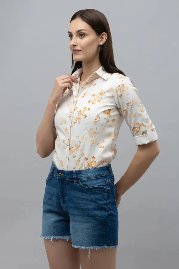 White_Linen_Blend_Floral_Print_Full_Sleeve_Hip_Length_Shirt_For_Women