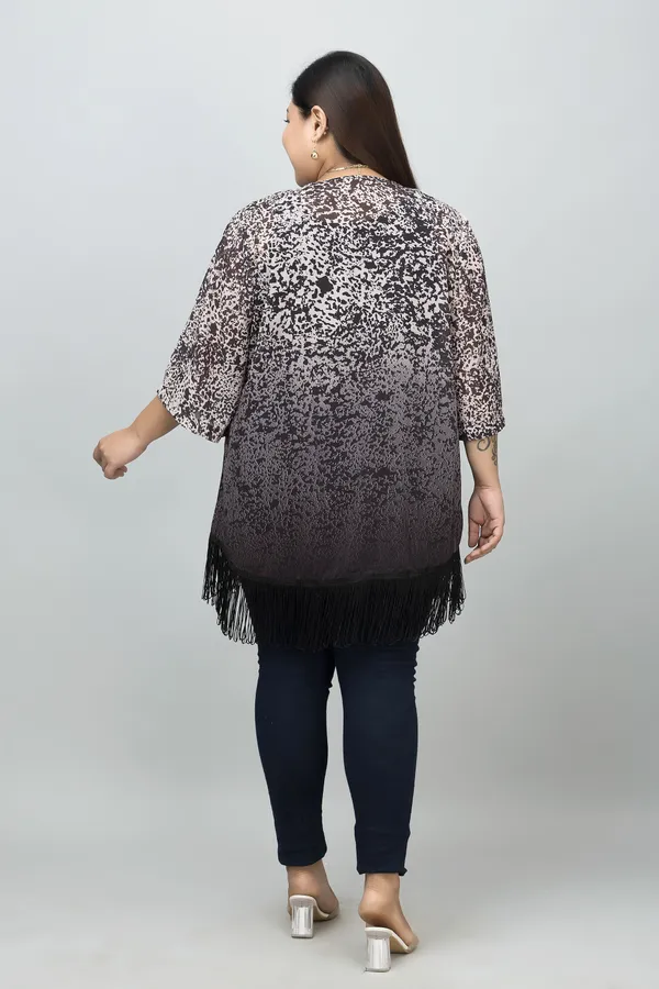 Beige_&_Black_Georgette_Ombre_3/4Th_Sleeve_Shrug_For_Women