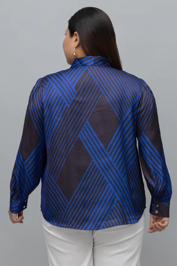 Women's_Plus_Size_Striped_Tie_Up_Neck_Satin_Top