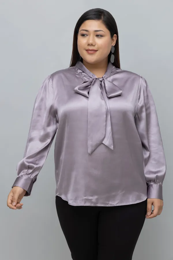 Women's_Plus_Size_Solid_Satin_Tie_Neck_Top