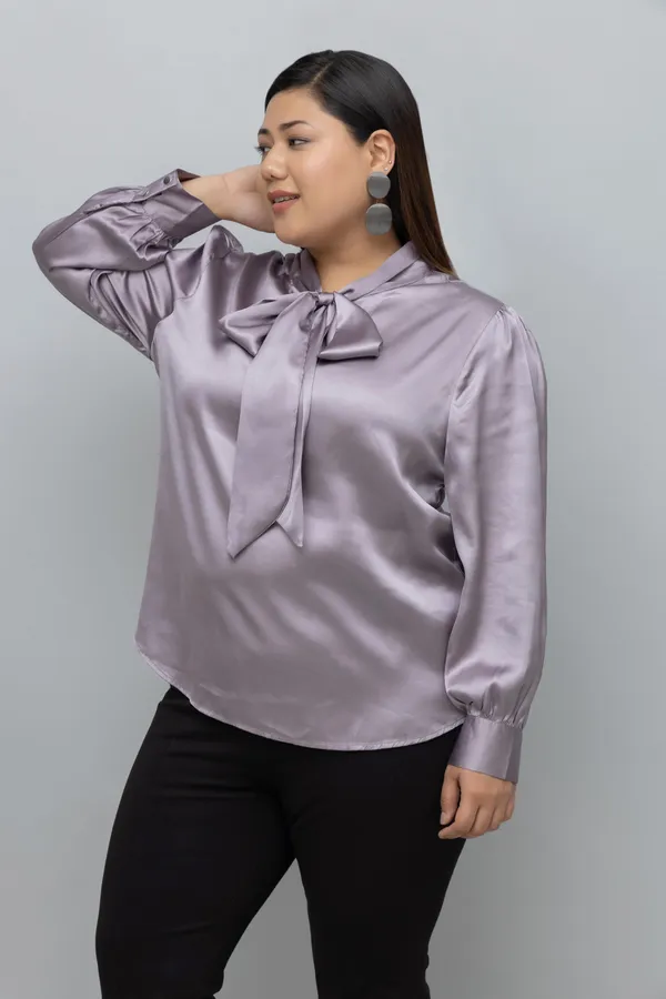 Women's_Plus_Size_Solid_Satin_Tie_Neck_Top