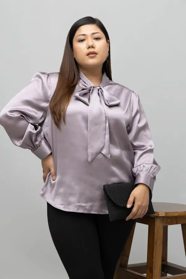 Women's_Plus_Size_Solid_Satin_Tie_Neck_Top