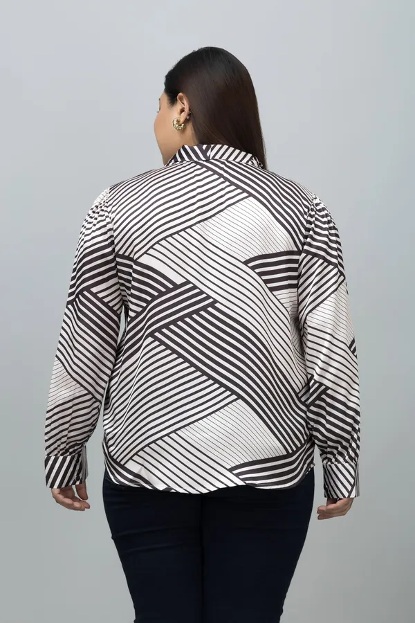 Women's_Plus_Size_White_&_Black_Satin_Tie-Up_Striped_Regular_Sleeves_Hip_Length_Shirt_Style_For_Women