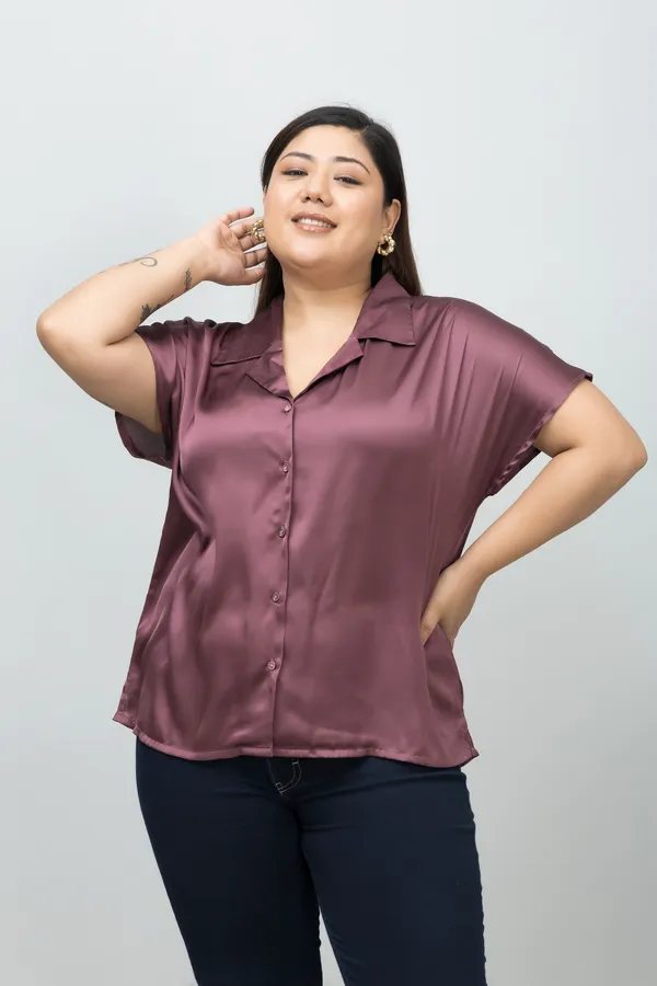 Women's_Plus_Size_Purple_Satin_Printed_Short_Sleeve_Hip_Length_Shirt_For_Women