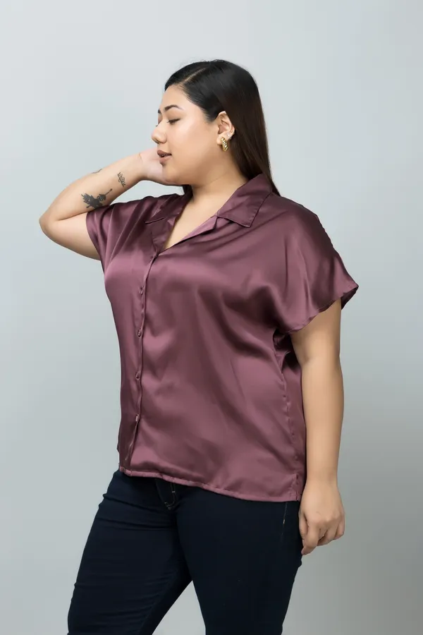 Women's_Plus_Size_Purple_Satin_Printed_Short_Sleeve_Hip_Length_Shirt_For_Women