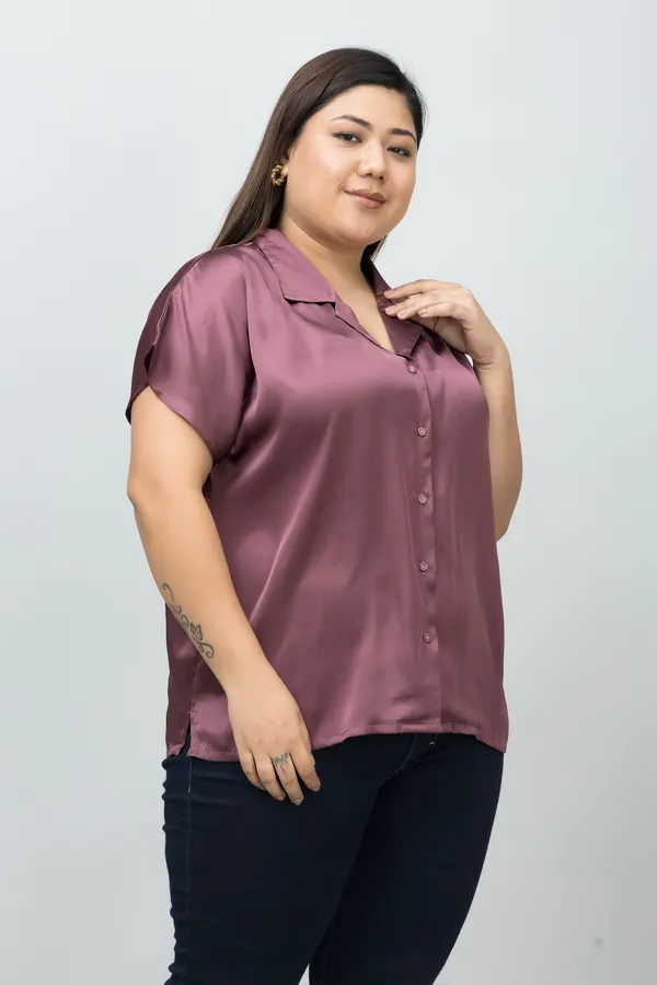 Women's_Plus_Size_Purple_Satin_Printed_Short_Sleeve_Hip_Length_Shirt_For_Women