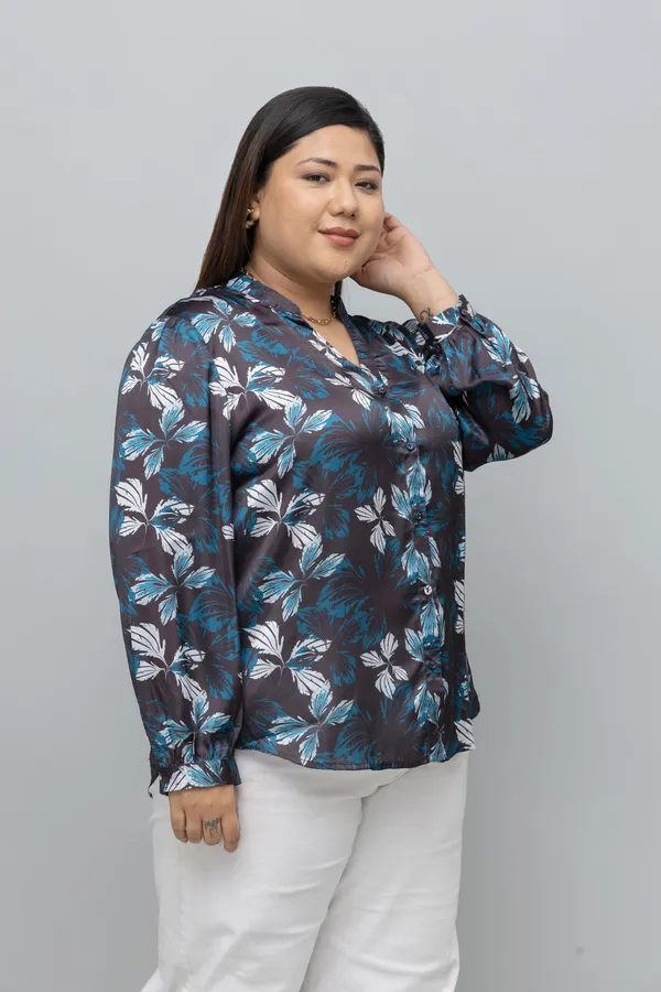 Women's_Plus_Size_Floral_Print_Satin_Shirt
