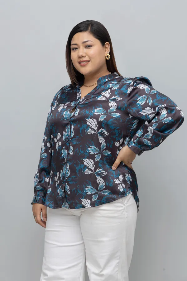 Women's_Plus_Size_Floral_Print_Satin_Shirt